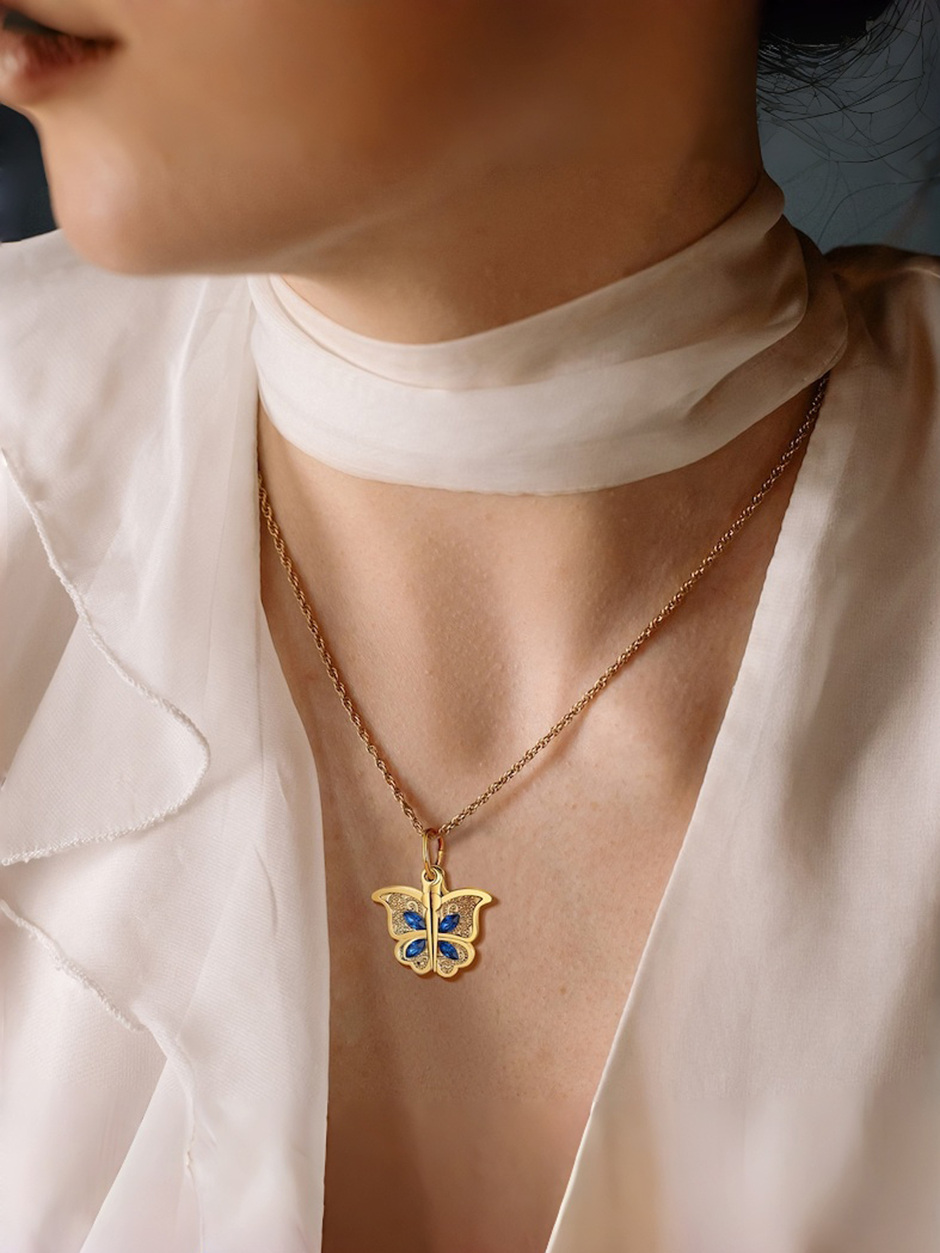 Ladies' Butterfly Photo Pendant Necklace Couples' Custom Photo Pendant Necklace